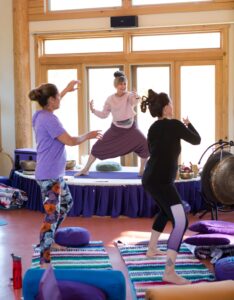 Riverland customer Pati Richards teaches yoga classes